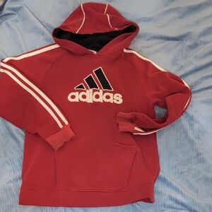Adidas Kids Red Sweatshirt with White Stripes